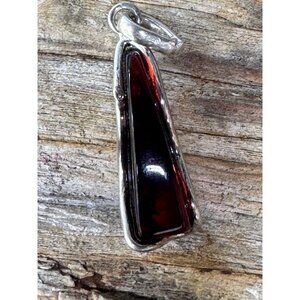 Sterling Silver Cherry Amber Teardrop Pendant Jewelry  7.66g